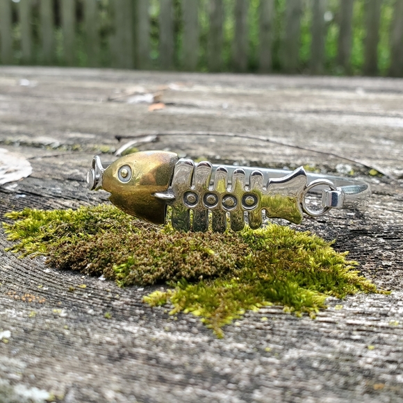 925 Sterling & Vermeil Fish Bones Bracelet - Picture 6 of 11